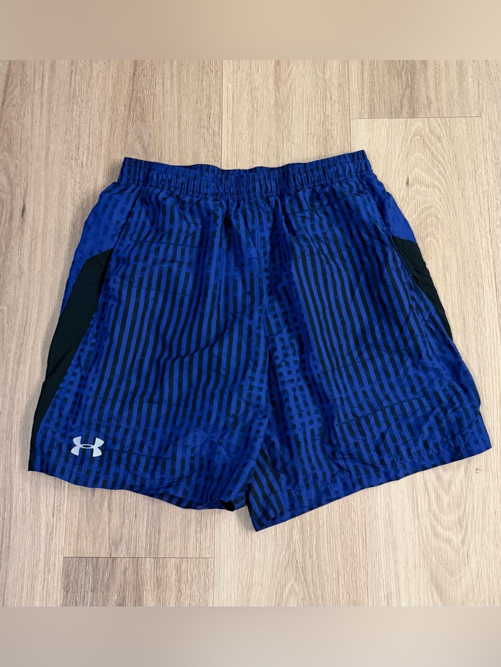 Under Armour HeatGear Men’s Lined Workout Gym Athletic Blue Shorts size Large